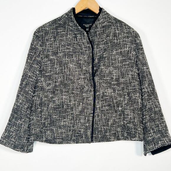 Talbots Jackets & Blazers - Talbots Black White Textured Tweed Collarless Suit Jacket Womens 16 Petite